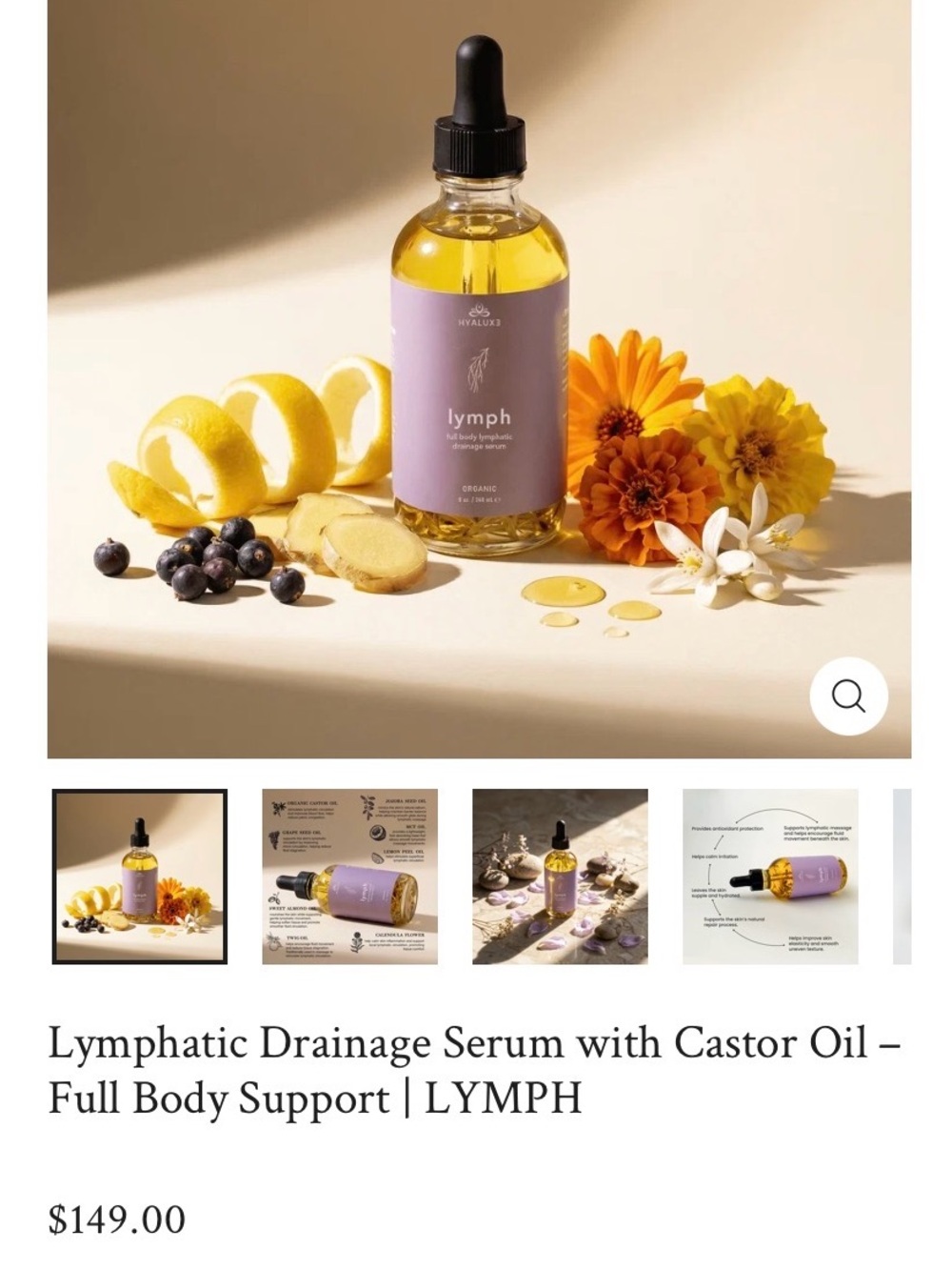 Hyaluxe Lymphatic Drainage Serum with Castor Oil – Lavender